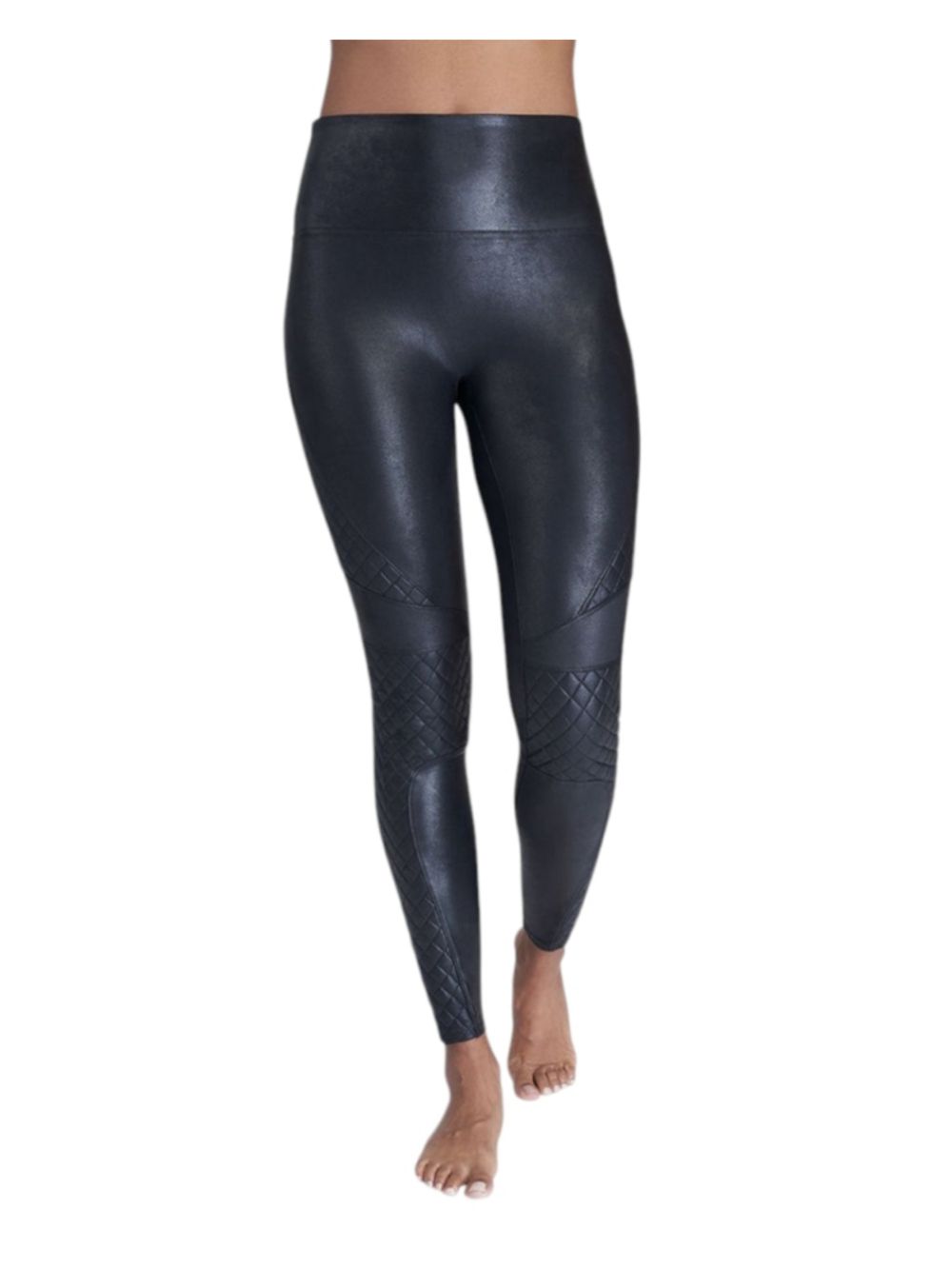 Spanx Black Faux Leather Quilted Moto Leggings Size Medium - Picture 13 of 13